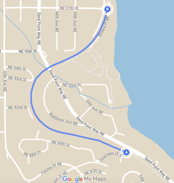 Map showing the section of the trail that is closed for construction.